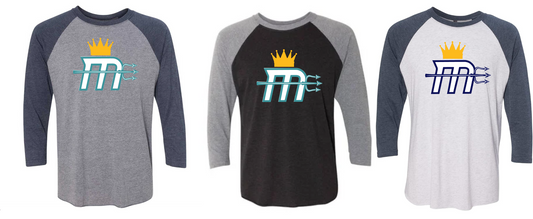 Adult "Mariners M" 3/4 Sleeve Triblend Soft Tee