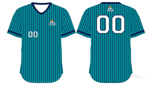 Youth Mariners Teal Jersey w/ Navy Pinstripes