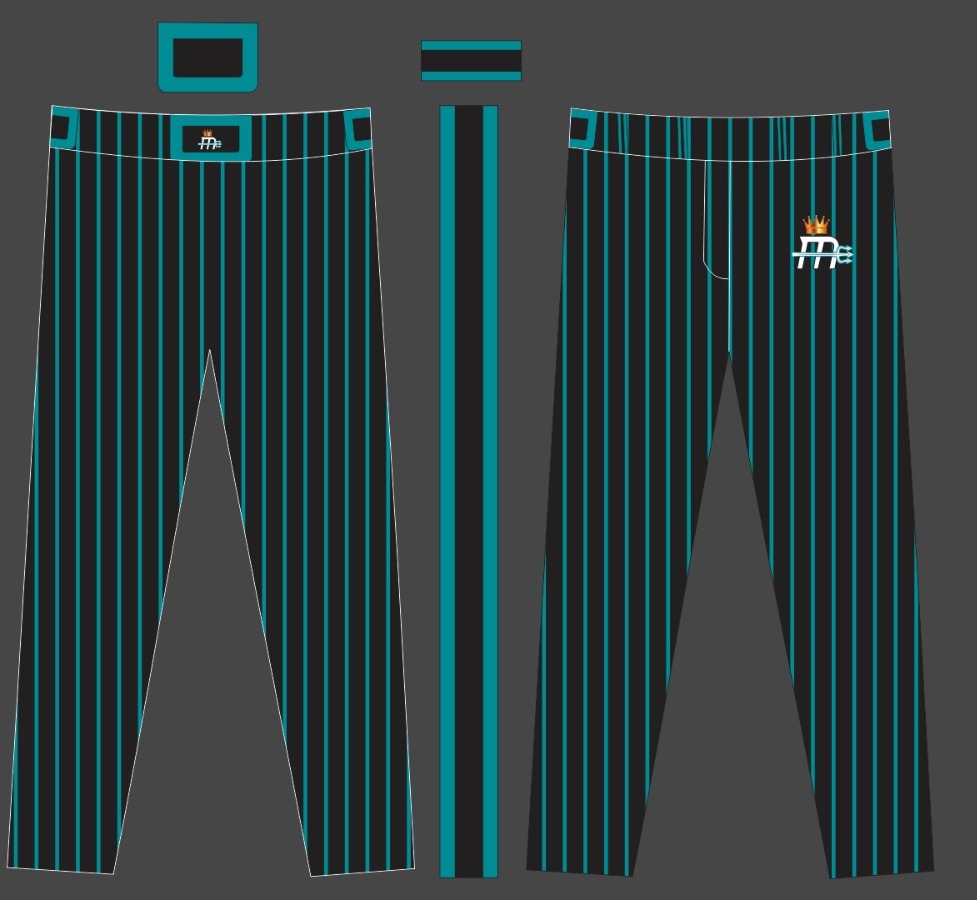 Mariner Black Uniform Pant w/Teal Pinstripe