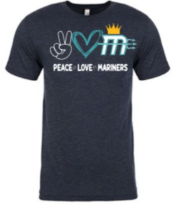 Adult "Peace, Love, Mariners" Triblend Soft Tee