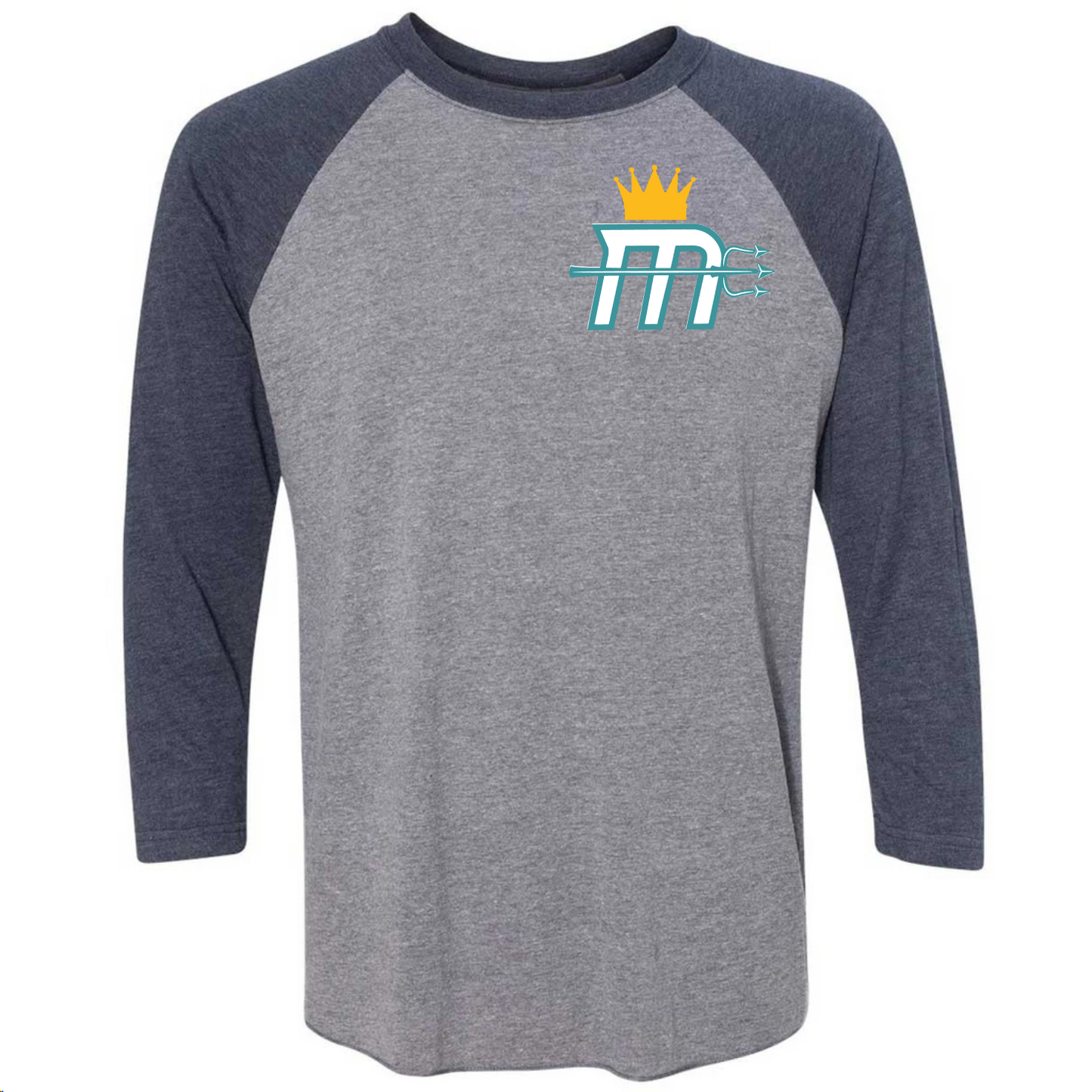 Adult "Mariners M Small Logo" 3/4 Sleeve Triblend Soft Tee