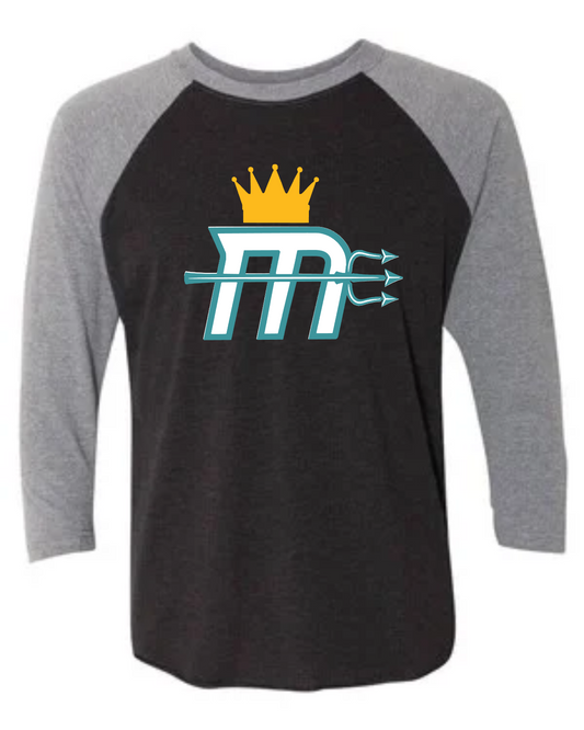 Adult "Mariners M" 3/4 Sleeve Triblend Soft Tee
